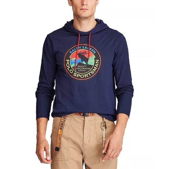 Ralph Lauren’s Blue Sportsman Preppy Hoodie Sz S - Picture 1 of 8